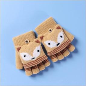 img 2 attached to Mocure Cartoon Mittens Knitted Fingerless Girls' Accessories