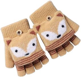 img 3 attached to Mocure Cartoon Mittens Knitted Fingerless Girls' Accessories