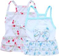 👗 pet dress - set of 2 cute bow princess dresses: cherry & flower printed puppy dress for small dogs and cats логотип