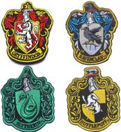 hogwarts crest logo patches: exclusive odsp compatible iron-on embroidered set for gryffindor, ravenclaw, hufflepuff & slytherin house fans - 4-piece bundle logo