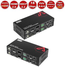 img 4 attached to 🔌 AV Access Fiber Optic HDMI 2.0 Extender: 4K60Hz YUV4:4:4, 18Gbps, 300M Range, HDCP2.2, HDR10, Dolby Atmos, Two-Way IR+RS232