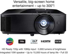 img 3 attached to Optoma H190X Affordable Home & Outdoor Movie Projector, HD Ready 720p + 1080p Support, Powerful 3900 Lumens for Optimal Viewing in any Lighting, 3D-Compatible, Built-in Speaker