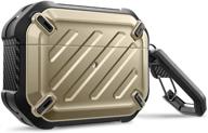 🦄 supcase unicorn beetle pro series airpods pro case - gold: full-body rugged protection with carabiner logo