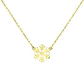 img 2 attached to 🌟 Stunning 14k Yellow Gold Mini Snowflake Necklace - Adjustable 16" to 18" Chain with Spring Ring Clasp