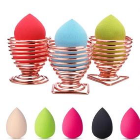 img 4 attached to 🧽 LanMa 3 PC Beauty Sponge Blender Holder - Makeup Sponge Drying Stand & Storage - Egg Powder Puff Display Stand