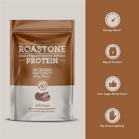 img 2 attached to RoastOne Coffee Protein Powder by NutraOne - Low Sugar & Coffee Infused Whey Protein for Energy & Focus - 150mg Caffeine & 20g Protein (Sweet Cream - 1.35 lbs.)