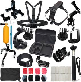 img 4 attached to 📷 Gopro Hero 5 6 4 3 2 1 Camera Accessories Bundle - Selfie Stick, Chest Mount, Car Suction Cup Mount, Bike Mount, Extension Pole, Floating Grip, Wrist Strap, J Hook, Quick Release Mount (39 Items)