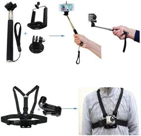 img 2 attached to 📷 Gopro Hero 5 6 4 3 2 1 Camera Accessories Bundle - Selfie Stick, Chest Mount, Car Suction Cup Mount, Bike Mount, Extension Pole, Floating Grip, Wrist Strap, J Hook, Quick Release Mount (39 Items)