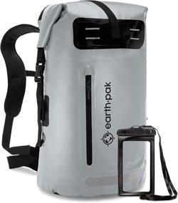 img 4 attached to Earth Pak Waterproof Backpack with Easy Access Front Pocket & Cushioned Back Panel: 35L/55L, Heavy Duty Roll-Top Closure, IPX8 Waterproof Phone Case Included