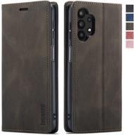 📱 samsung galaxy a32 5g wallet case with rfid blocking, card holder, kickstand & magnetic closure - coffee brown leather flip case for samsung galaxy a32 5g logo