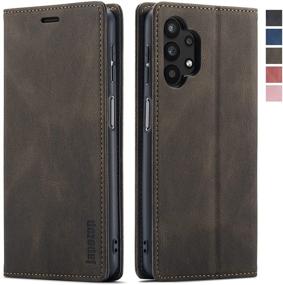 img 4 attached to 📱 Samsung Galaxy A32 5G Wallet Case with RFID Blocking, Card Holder, Kickstand & Magnetic Closure - Coffee Brown Leather Flip Case for Samsung Galaxy A32 5G