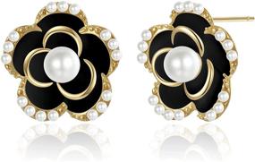 img 4 attached to Rose Flower Stud Earrings Women