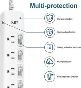 img 3 attached to 🔌 High-Performance Surge Protector Power Strip with 6 Individual Switches and 10ft Extension Cord - Ideal Wall Mounted Multi Outlets for Home and Office Use (White)