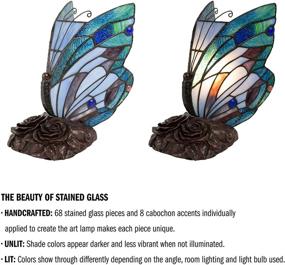 img 2 attached to 🦋 Lavish Pointed Wings Tiffany Style Butterfly Lamp: Stained Glass Table/Desk Light with LED Bulb - Vintage Accent Decor (8"x6"x9")