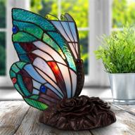 🦋 lavish pointed wings tiffany style butterfly lamp: stained glass table/desk light with led bulb - vintage accent decor (8"x6"x9") логотип