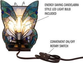 img 1 attached to 🦋 Lavish Pointed Wings Tiffany Style Butterfly Lamp: Stained Glass Table/Desk Light with LED Bulb - Vintage Accent Decor (8"x6"x9")