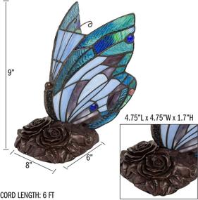 img 3 attached to 🦋 Lavish Pointed Wings Tiffany Style Butterfly Lamp: Stained Glass Table/Desk Light with LED Bulb - Vintage Accent Decor (8"x6"x9")