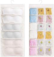 👕 smart closet hanging organizer with mesh pockets & metal hanger - dual sided wall shelf wardrobe storage bags, 6 pockets & 18 pouches - oxford cloth hanging shelves for bra, underwear, underpants & sock logo