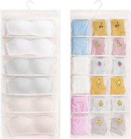 img 4 attached to 👕 SMART Closet Hanging Organizer with Mesh Pockets & Metal Hanger - Dual Sided Wall Shelf Wardrobe Storage Bags, 6 Pockets & 18 Pouches - Oxford Cloth Hanging Shelves for Bra, Underwear, Underpants & Sock