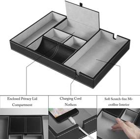img 2 attached to Premium Quality Agghia Valet Tray Nightstand Organizer with Charging Station - 6 Slot Dresser 🎩 Organizer for Men and Women - Luxury Table Jewelry Accessories Box for Watch, Keys, and Accessories