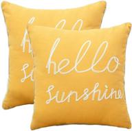 🌞 yicabinet set of 2 soft solid decorative square throw pillow covers - outdoor patio yellow hello sunshine pillows for sofa bedroom car - 18x18 inch логотип