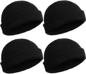 img 4 attached to 🧢 Stylish Unisex SATINIOR Trawler Beanie Watch Hat with Roll-Up Edge – 4-Piece Set