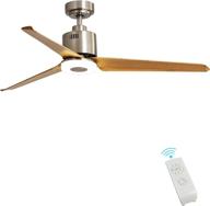 🔆 finxin brushed nickel remote led 52 ceiling fan light fixtures for indoor spaces - ideal for bedroom, living room, dining room - includes motor, 3-blades, and remote switch (brushed nickel) логотип