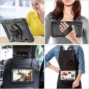 img 1 attached to 📱 SEYMAC Stock Samsung Galaxy Tab A7 Lite Case 8.7'' with Screen Protector Pencil Holder [360 Rotating Hand Strap] & Stand - Drop-Proof Case for Samsung Galaxy Tab A7 Lite 2021 SM-T220/T225/T227 (Black)