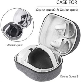 img 1 attached to 🎮 HIJIAO Oculus Quest 2 & Quest VR Gaming Headset Case - Waterproof Shockproof Travel Case with Controllers Accessories (Gray)