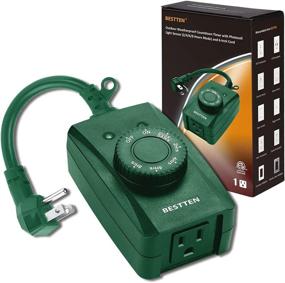 img 4 attached to 🌙 BESTTEN Weatherproof Outdoor Timer with Photocell Light Sensor, Dusk to Dawn Countdown, Grounded Outlet, Plug-in Switch for Christmas Decorations and Outdoor Lighting - Green, ETL Listed