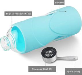 img 2 attached to Reeho 32oz Borosilicate Glass Water Bottle with Non-Slip Silicone Sleeve and Stainless Steel Lid - BPA-Free, Ideal for Daily Hydration (Light Blue)