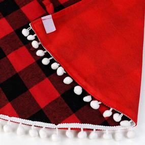 img 1 attached to 🎄 OurWarm 48 Inch Red and Black Buffalo Plaid Christmas Tree Skirt with Pom Pom Trim - Double Layers Xmas Tree Skirt for Holiday Decorations