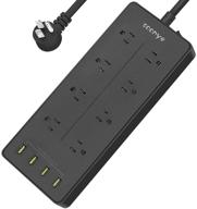 🔌 soonye power strip with usb, surge protector flat plug - 8 ac outlets, 4 charging ports - 1875w, 15a, 1700 joules - 6 ft extension cord - home and office black accessory logo
