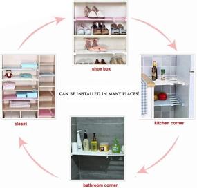 img 4 attached to 🔧 Space-Saving Wall Mounted Kitchen Rack and Closet Organizer Shelf with Adjustable Length (24 cm Wide, 50-80 cm Length, Pink) - Decorative Shelves and Cabinet Holders