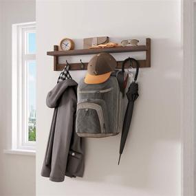 img 1 attached to 🧷 Premium AMBIRD Wall Hooks with Shelf: 28.9 Inch Wood Coat Hooks Rack for Bathroom, Living Room, Bedroom (Brown)