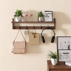 img 2 attached to 🧷 Premium AMBIRD Wall Hooks with Shelf: 28.9 Inch Wood Coat Hooks Rack for Bathroom, Living Room, Bedroom (Brown)