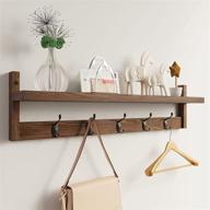 🧷 premium ambird wall hooks with shelf: 28.9 inch wood coat hooks rack for bathroom, living room, bedroom (brown) логотип