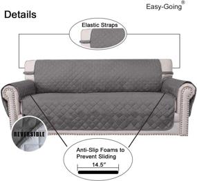 img 2 attached to 🛋️ Water Resistant Reversible Loveseat Cover - Easy-Going Sofa Slipcover and Furniture Protector with Elastic Straps for Pets, Kids, and more!