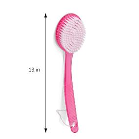 img 1 attached to Exfoliating Bath Brush with Long Handle, Bristles for Back, Body, and Feet Scrubbing, Shower and Bath Scrubber - Pink (1 Pack)