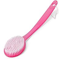 exfoliating bath brush with long handle, bristles for back, body, and feet scrubbing, shower and bath scrubber - pink (1 pack) logo