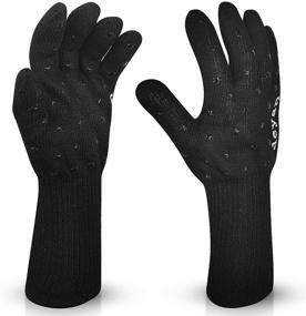 img 4 attached to 🔥 DEYAN Oven Gloves - Heat Resistant BBQ Gloves for Women, Kitchen Silicone Non-Slip Cooking Gloves, Baking, Grilling, Pot-Holding - 1 Pair, 13 inch (Black)