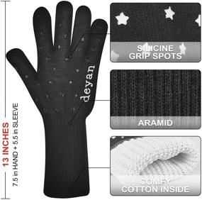 img 3 attached to 🔥 DEYAN Oven Gloves - Heat Resistant BBQ Gloves for Women, Kitchen Silicone Non-Slip Cooking Gloves, Baking, Grilling, Pot-Holding - 1 Pair, 13 inch (Black)