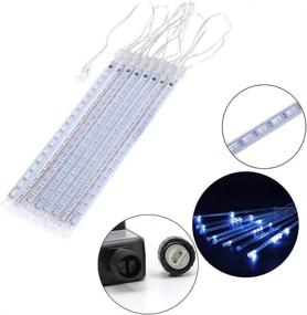 img 2 attached to 🌧 Blue Rain Drop Lights - Outdoor Christmas Decorations, Zezuxy 8 Tubes Meteor Shower Lights, Snow Falling Rain Lights for Xmas Tree, Icicle Fairy String Lights - UL Listed, Perfect Gifts for Women