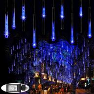 🌧 blue rain drop lights - outdoor christmas decorations, zezuxy 8 tubes meteor shower lights, snow falling rain lights for xmas tree, icicle fairy string lights - ul listed, perfect gifts for women логотип