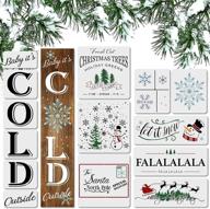 set of 14 reusable christmas stencils for wood paintings - includes baby it’s cold outside porch sign stencil, let it snow, and snowman stencils for farmhouse decor during the holiday season logo