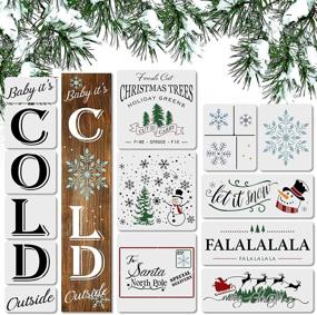 img 4 attached to Set of 14 Reusable Christmas Stencils for Wood Paintings - Includes Baby It’s Cold Outside Porch Sign Stencil, Let it Snow, and Snowman Stencils for Farmhouse Decor during the Holiday Season