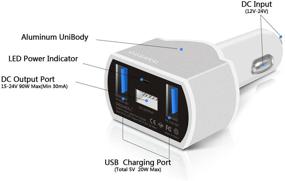 img 2 attached to 🔌 GISSARAL GISCCA-AM3 90W Laptop Type C Car Charger for 2015-2017 MacBook Pro 13 15 Touch Bar & New MacBook 12; Dual USB Quick Charge for Apple/Android Smartphones & Tablets