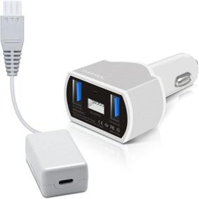 img 4 attached to 🔌 GISSARAL GISCCA-AM3 90W Laptop Type C Car Charger for 2015-2017 MacBook Pro 13 15 Touch Bar & New MacBook 12; Dual USB Quick Charge for Apple/Android Smartphones & Tablets