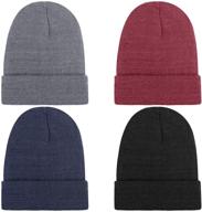 🧣 menoly 4-pack winter beanies: stretch knit beanie hats for girls and boys in 4 color variations for optimum style logo