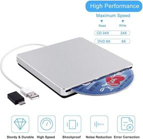 img 1 attached to 💿 Portable USB 3.0 External DVD Drive: CD DVD+/-RW Burner for Laptop Mac MacBook Pro Air PC Windows - Slim & Fast Performance